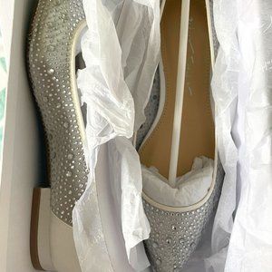 BETSEY JOHNSON X DB  crystal-adorned transparent mesh pointy toe flats Size 7
